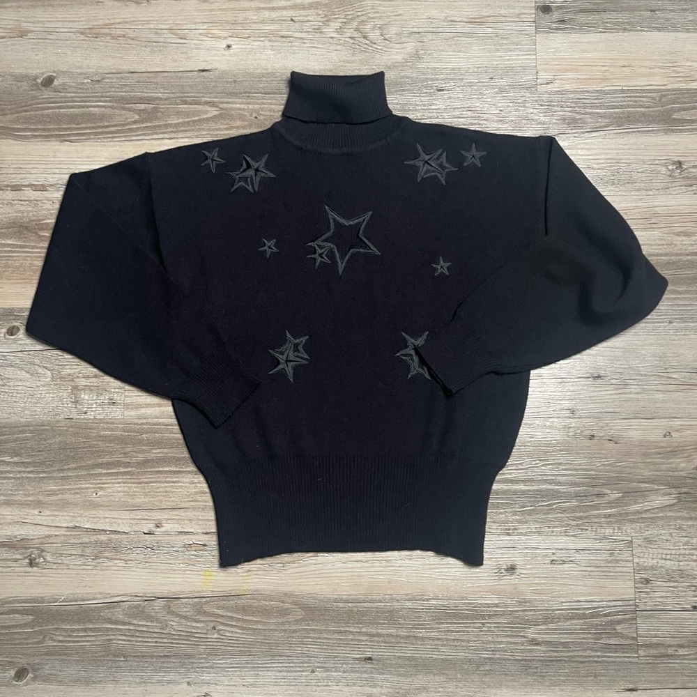 Meister Stars Ski Mockneck Sweater Woolblend Sz S